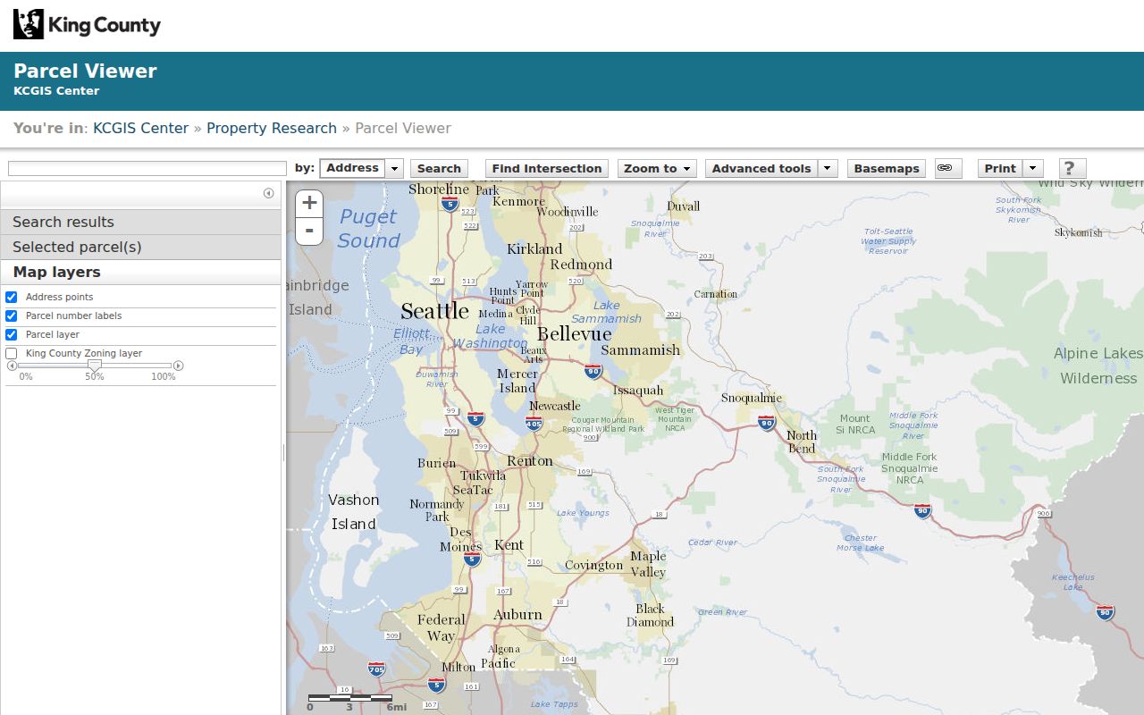 Tukwila people search using King County Parcel Viewer