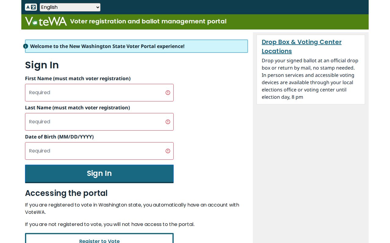 Tukwila voter registration records lookup on VoteWA
